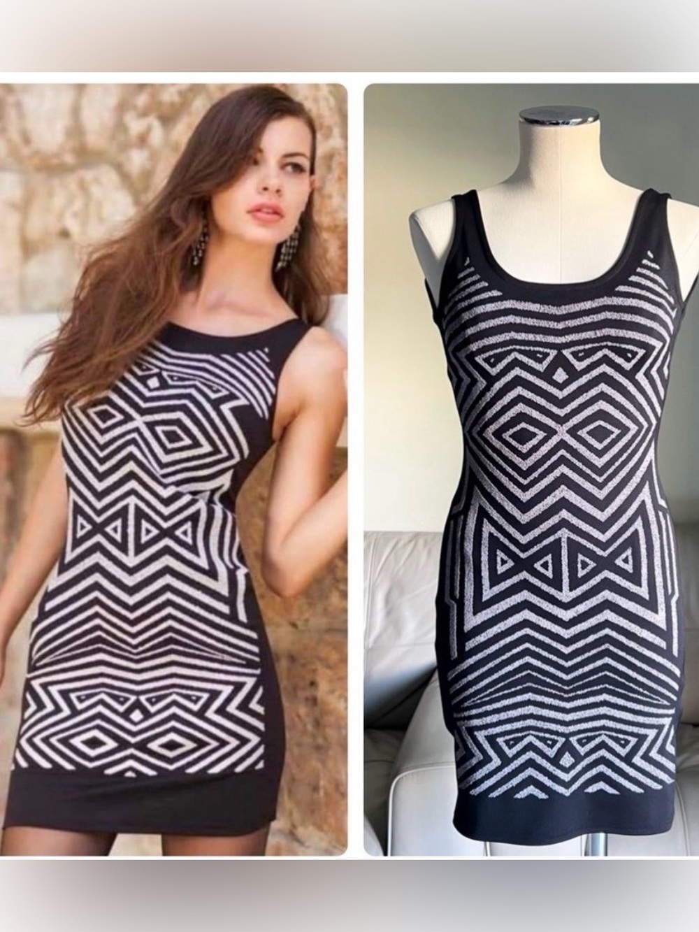 Miss Selfridge Bodycone Mini Dress Sz 6 BLD Black Cocktail Party Thick Shaping